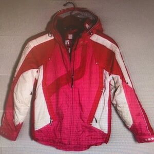 Red and White Hooded Jacket